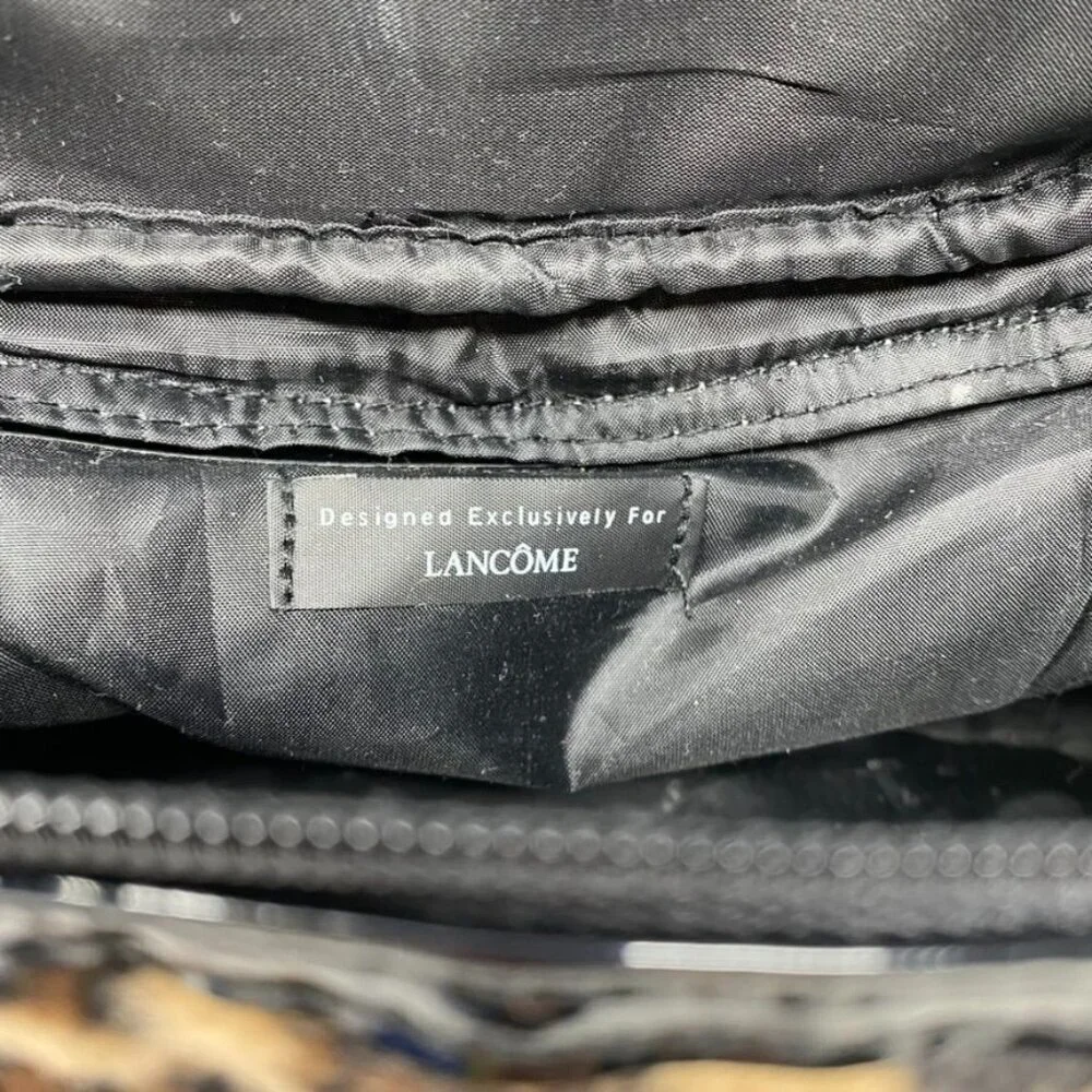 Lancome Animal Print Top Zip Makeup Cosmetic Bag Travel Storage NWOT